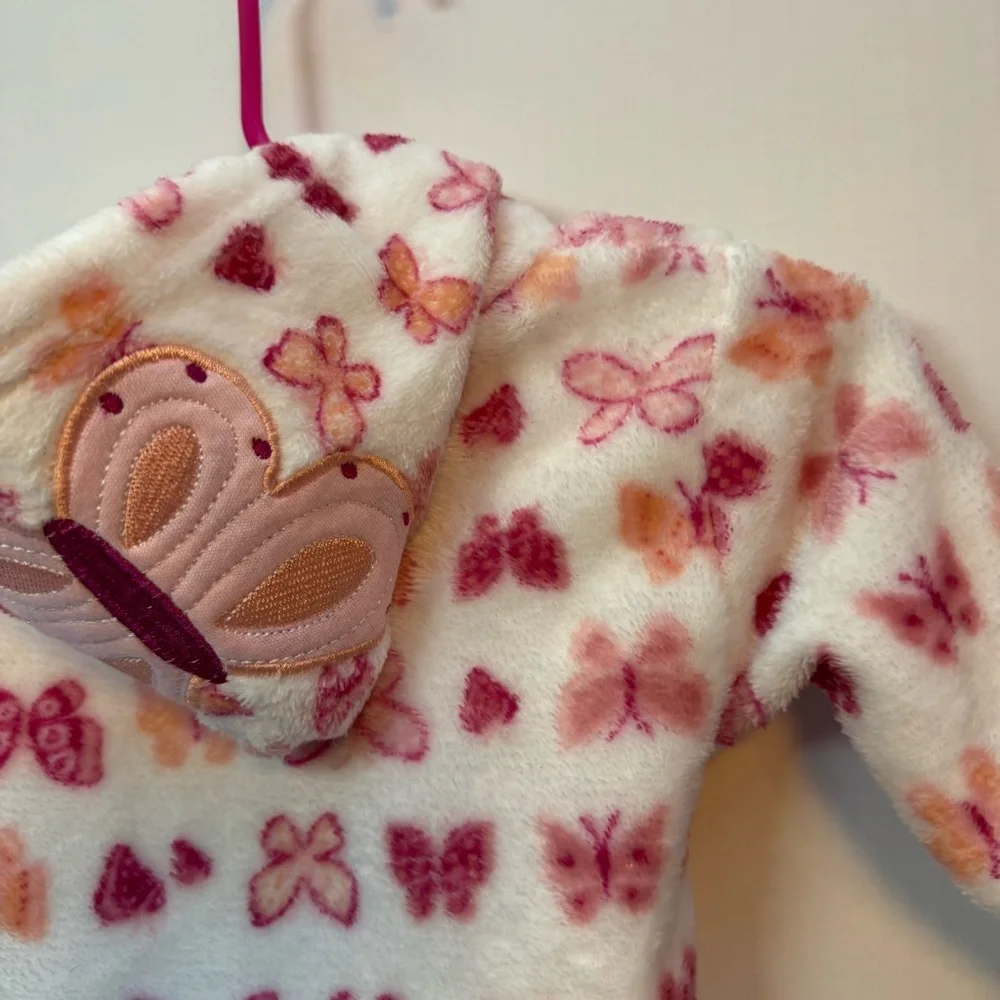 Duck Duck Goose‎ Butterfly Pink White Plush Infant Robe 0-9M NWT